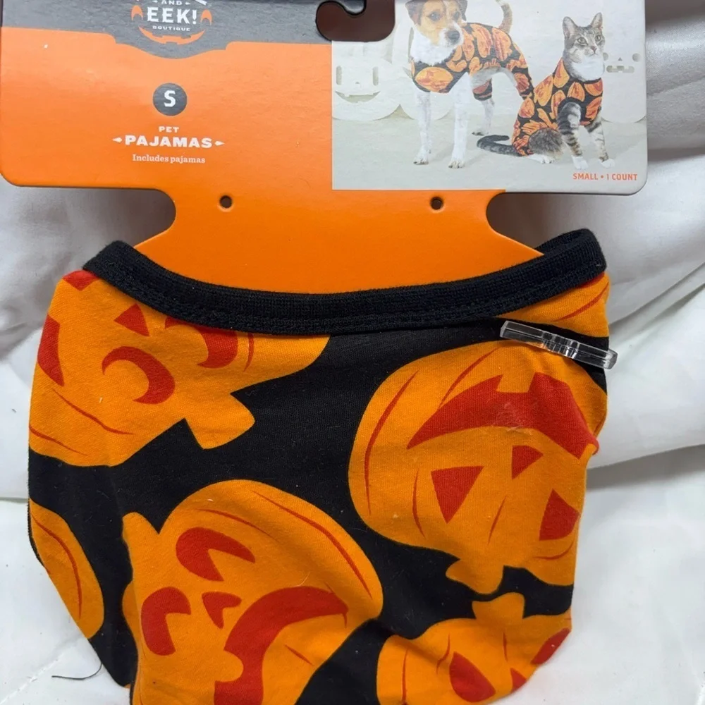 Hyde Eek! Dog Halloween Pumpkin Pet Pajamas Black and Orange size SM up to 20lbs